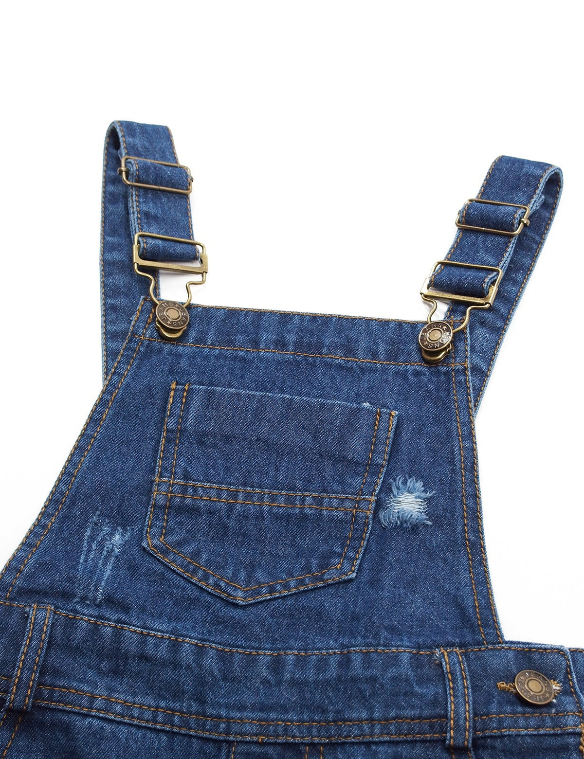 Blue 12T Girls Ripped Jeans Overalls N33335