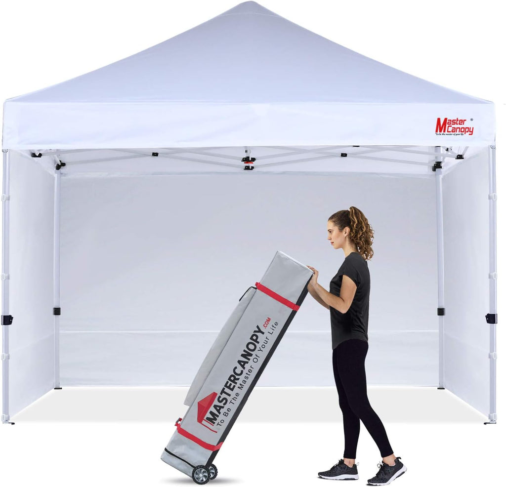 Pop-up Canopy Tent 10x10 Heavy Duty Instant Canopy with Sidewalls Pure White X685528