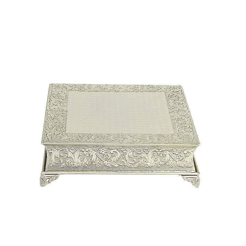 Gold Square Embossed Wedding Cake Stand Riser N263682