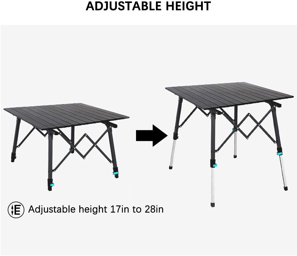 Portable Aluminum Folding Camping Table with Carry Bag (Black) J22759