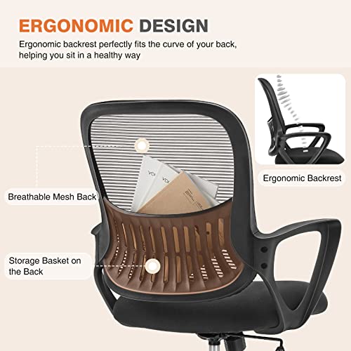 Black Ergonomic Mid-Back Mesh Swivel Office Chair Y6824