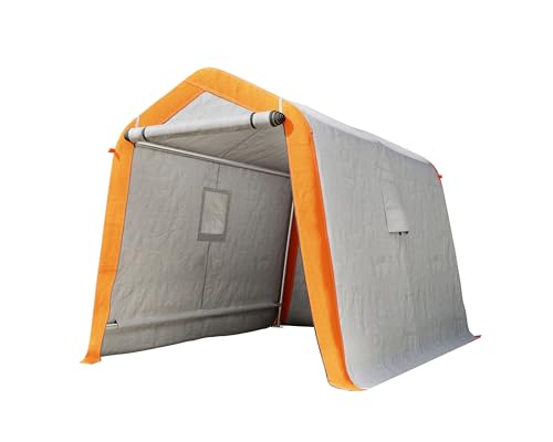 10.5x12x8 FT Heavy Duty Portable Shed Storage Shelter with 4 Waterproof Windows & Roll-up Zipper Door, Grey T980