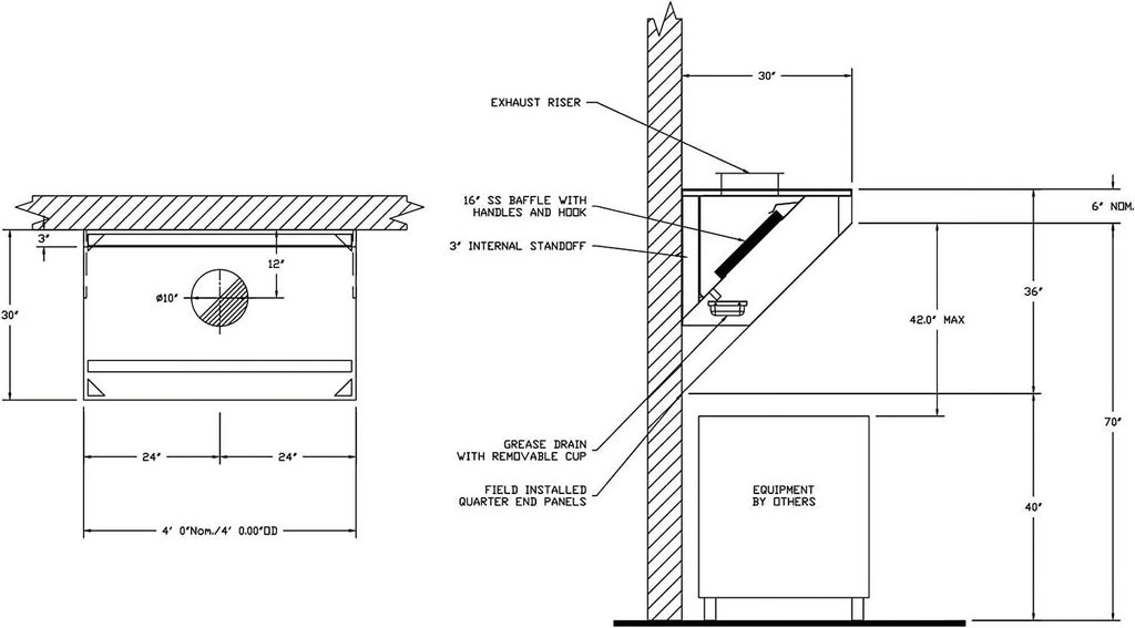 Food Truck Low Profile Exhaust Hood System with Fan and Duct W527