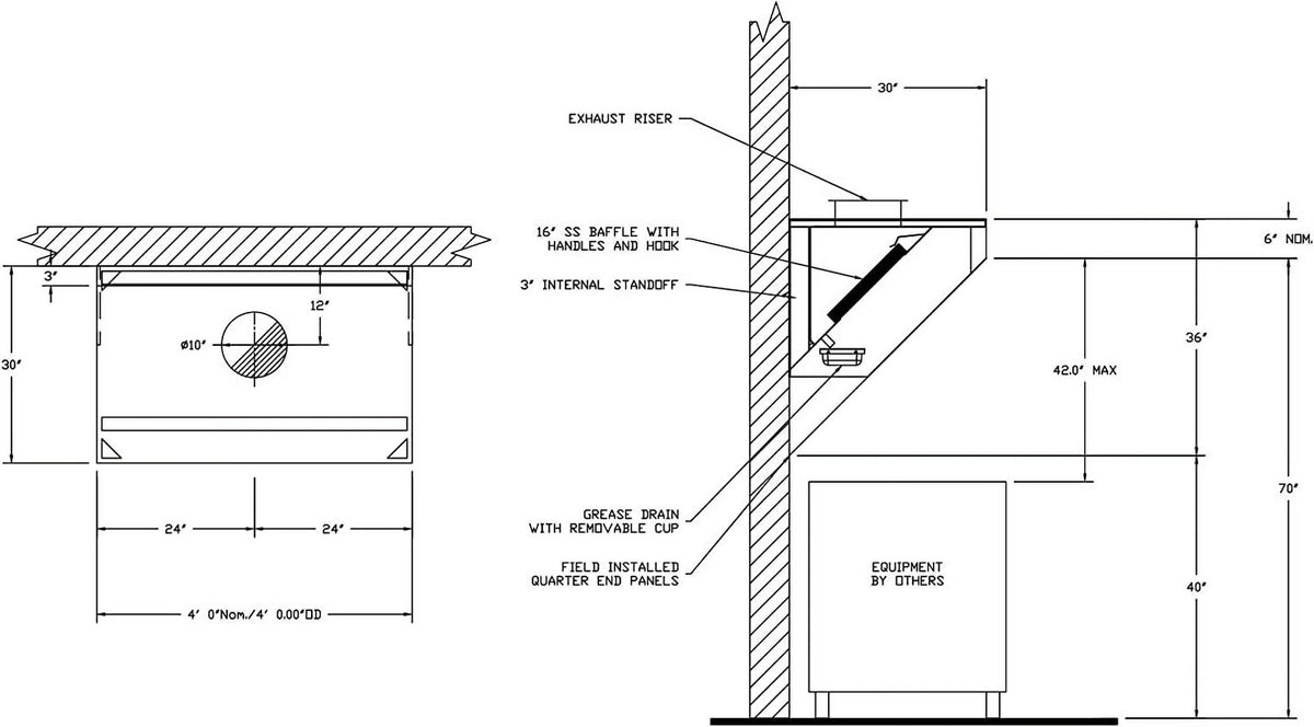 Food Truck Low Profile Exhaust Hood System with Fan and Duct W527