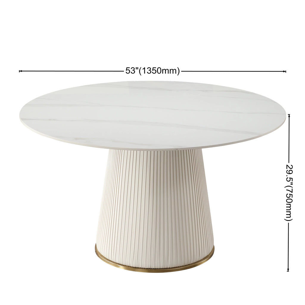 White 7 Piece Faux Marble Dining Table Set V75931