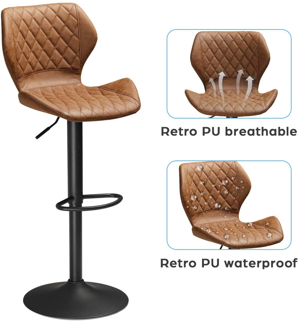 Set of 2 Adjustable PU Leather Bar Stools T274