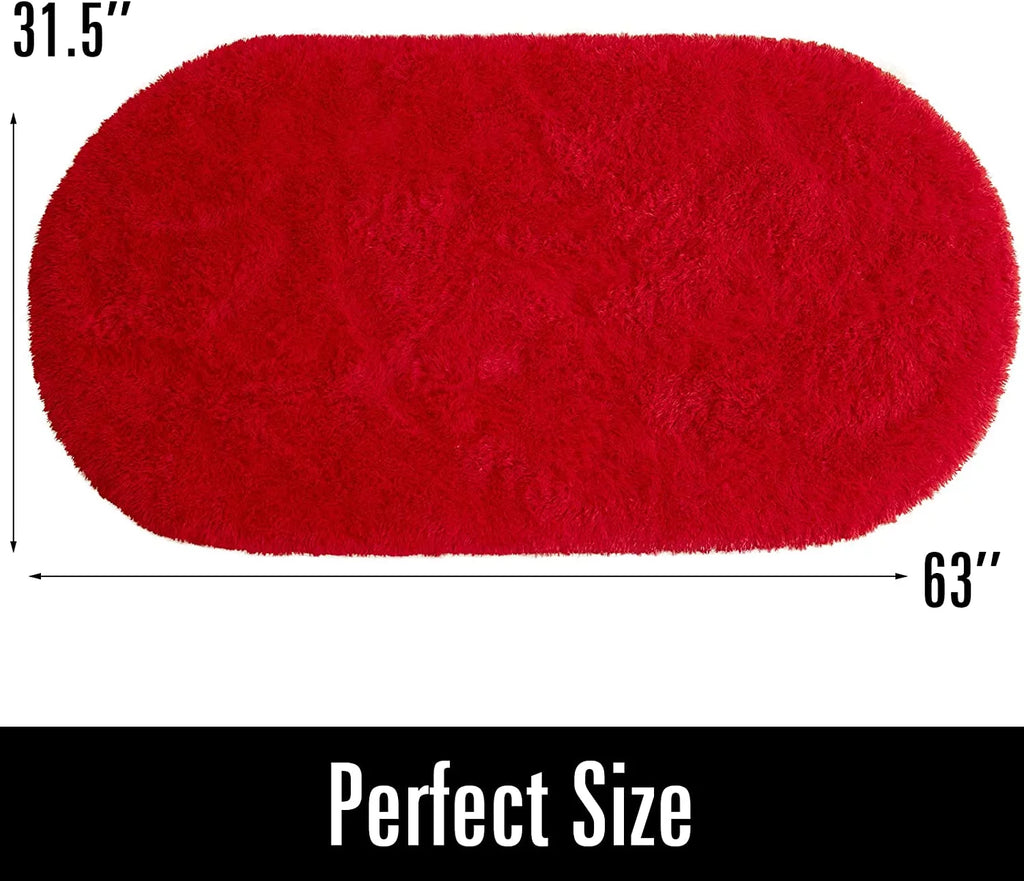 Ultra Soft Modern Oval Rugs 2.6' x 5.3' Red O3457