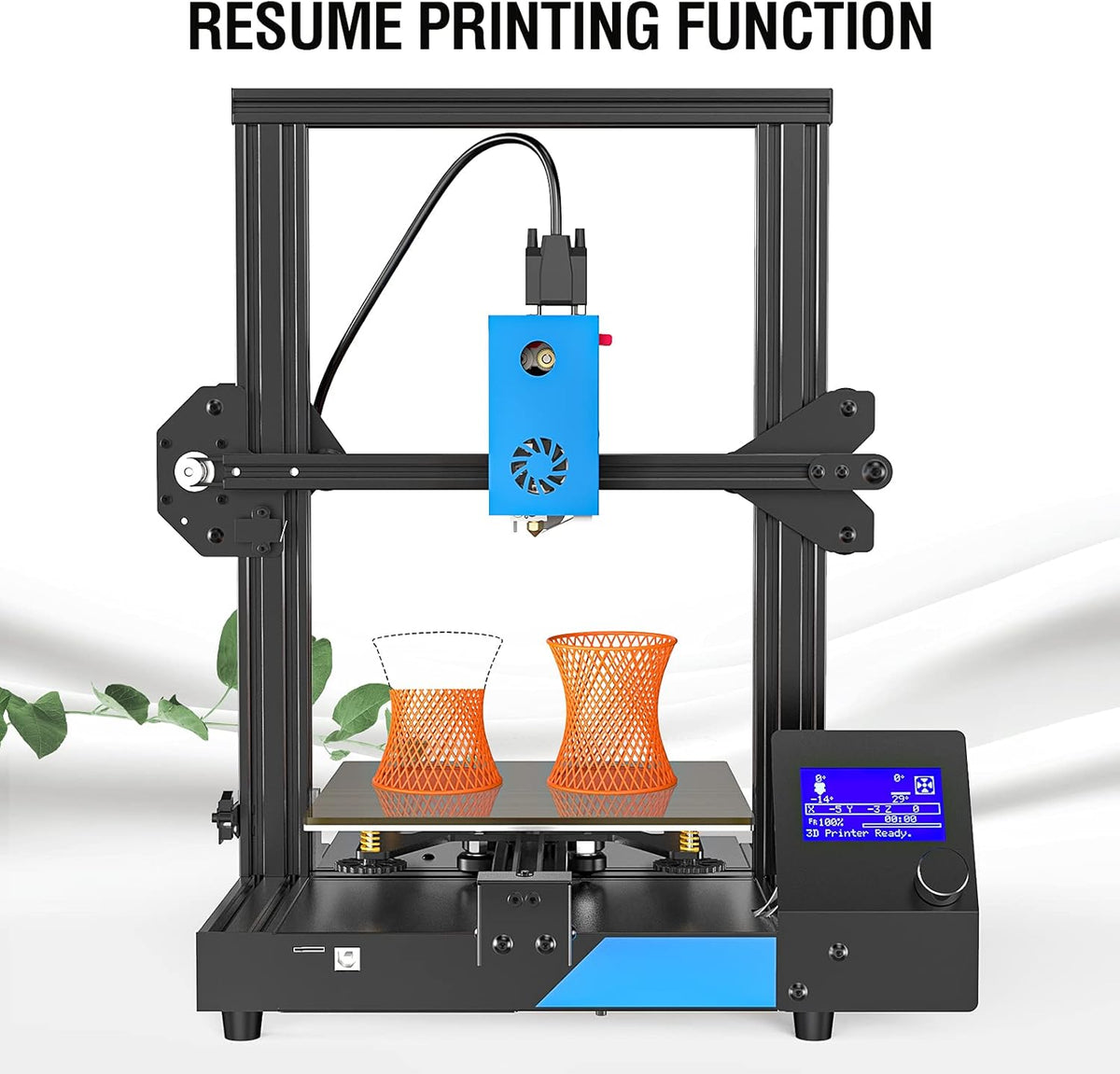 3D Printer with Carborundum Glass Platform, 9.2x9.2x10.8in V665956