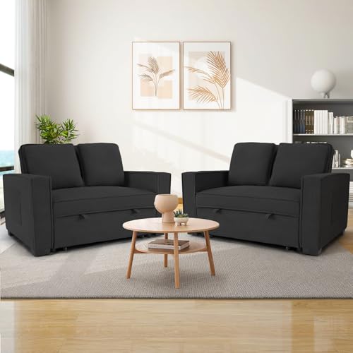 Black Corduroy Convertible Sofa Bed Q46209