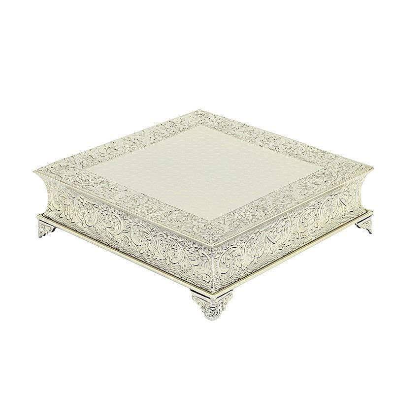 Gold Square Embossed Wedding Cake Stand Riser N263682