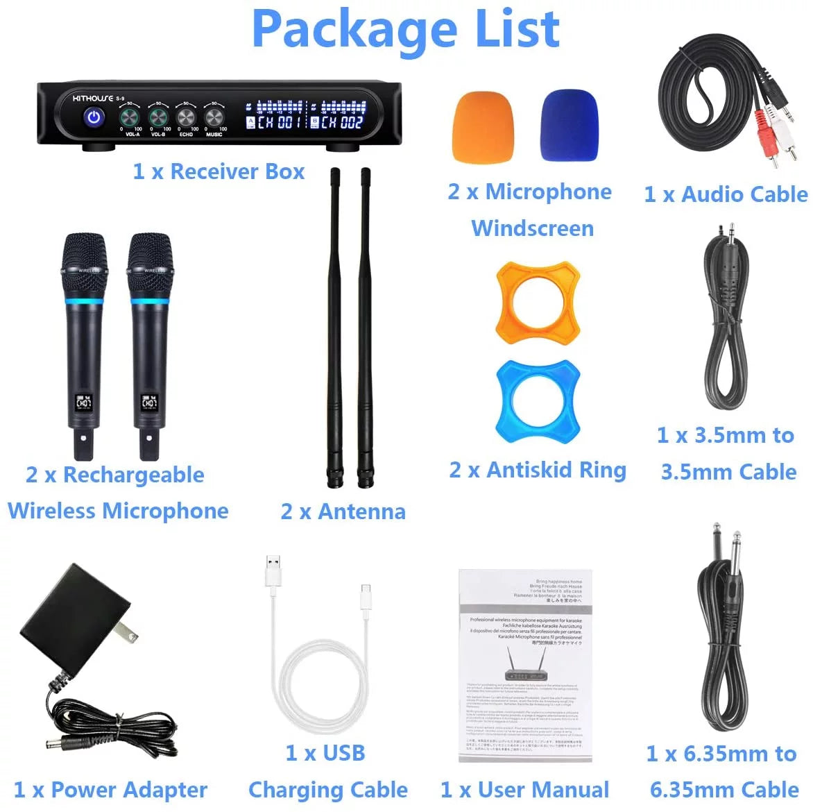 Rechargeable Wireless Microphone System with Bluetooth Receiver A155309