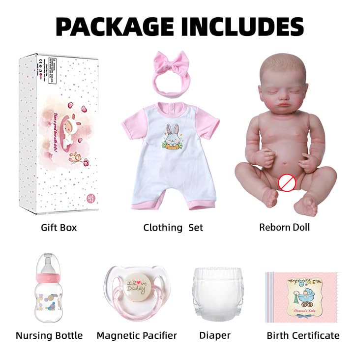 20 inch Sleeping Realistic Newborn Baby Dolls with Soft Cloth Body B78866