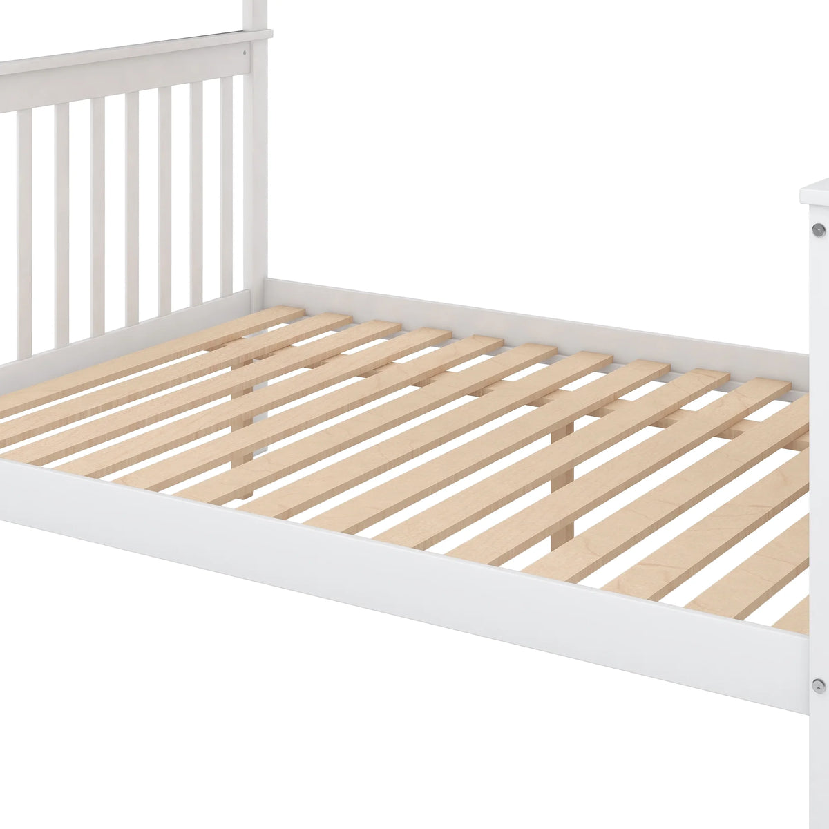Twin Over Full Bunk Bed with Trundle and Stairs, White B7461
