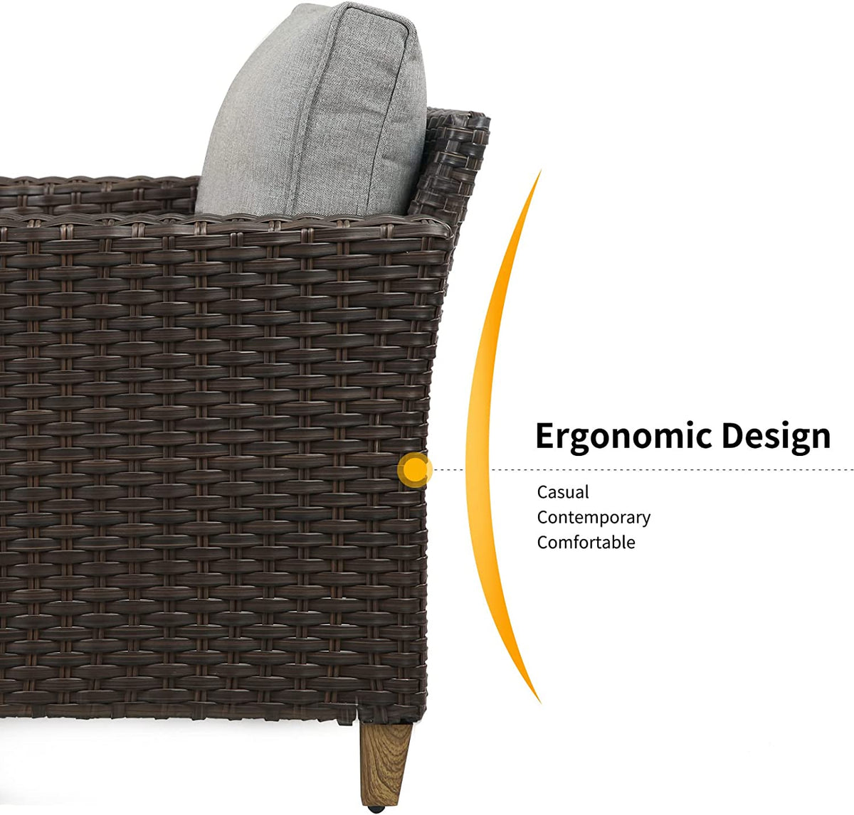 Patio Wicker Sectional Sofa with Thick Cushions and Steel Frame U899