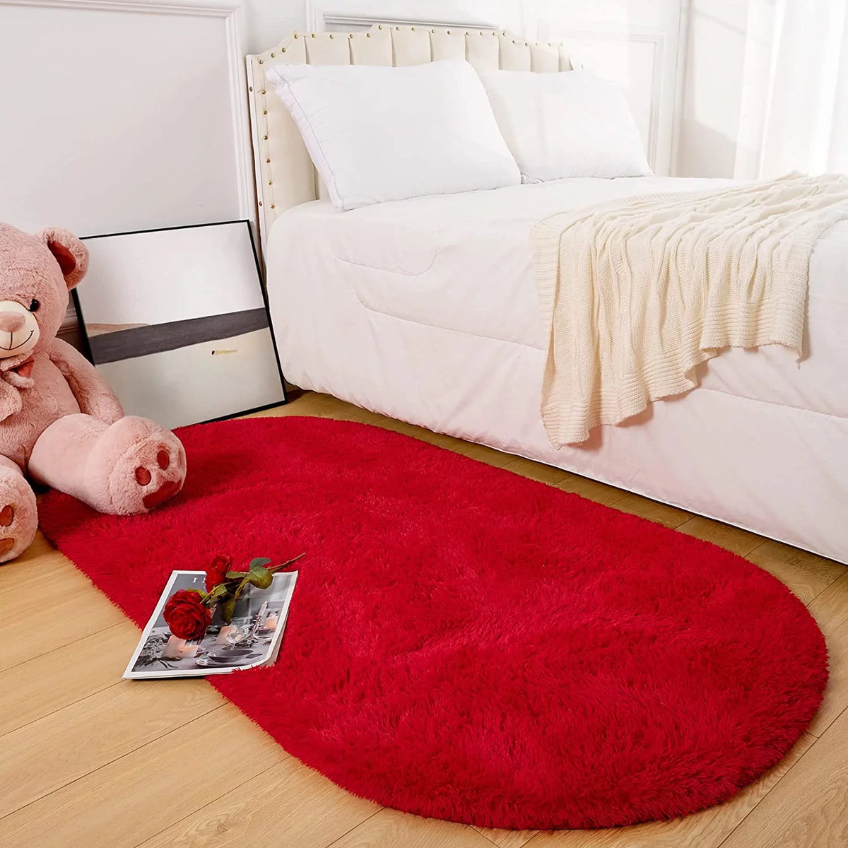 Ultra Soft Modern Oval Rugs 2.6' x 5.3' Red O3457