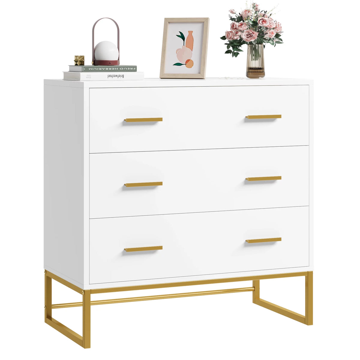 White 3 Drawer Wood Dresser M774