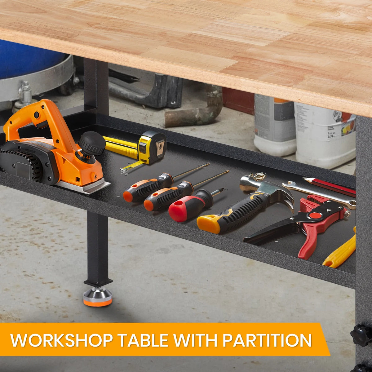 48" Adjustable Heavy-Duty Workbench with Rubber Wood Top X27730