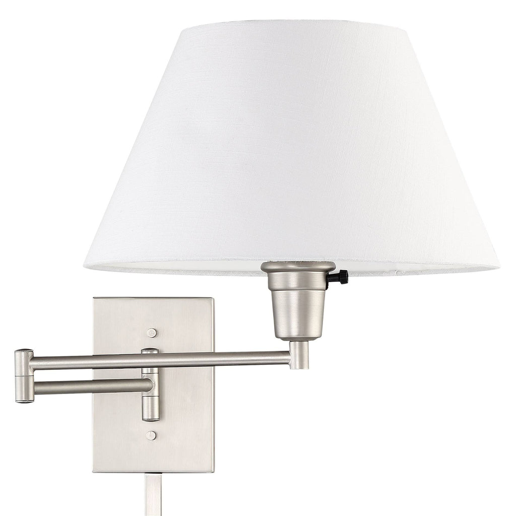 13 inch Swing Arm Wall Lamp with White Fabric Shade A151