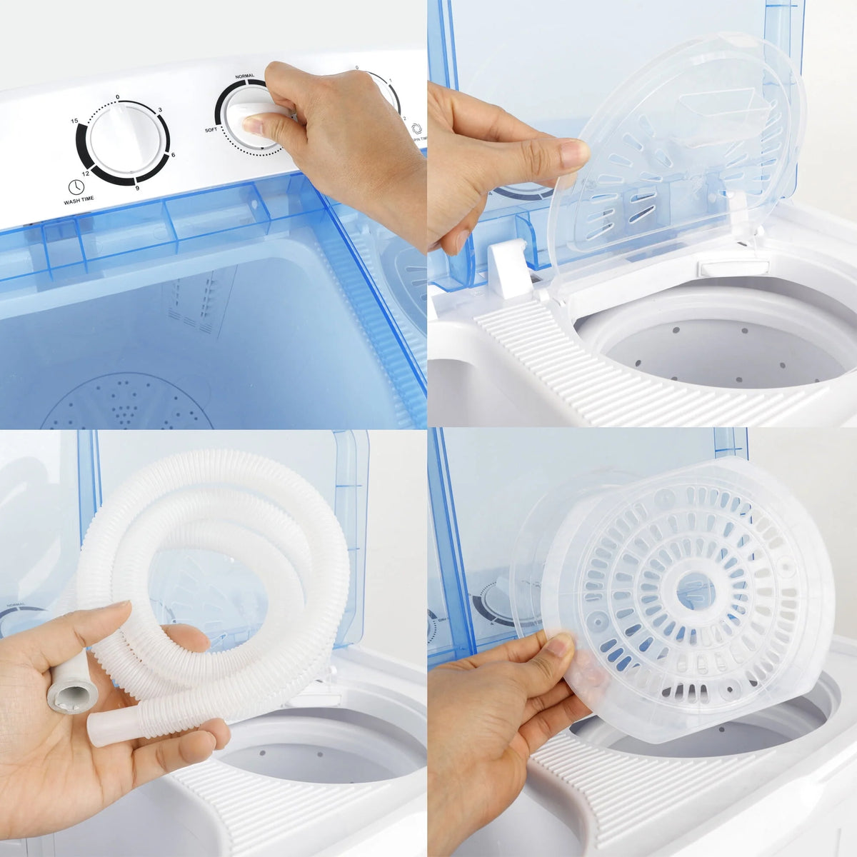 2 in1 Portable Mini Washing Machine Top-Load Twin Tub Washer Spin Dryer, White X86164