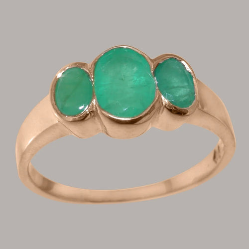 10k Rose Gold Natural Emerald Womens Ring D8066