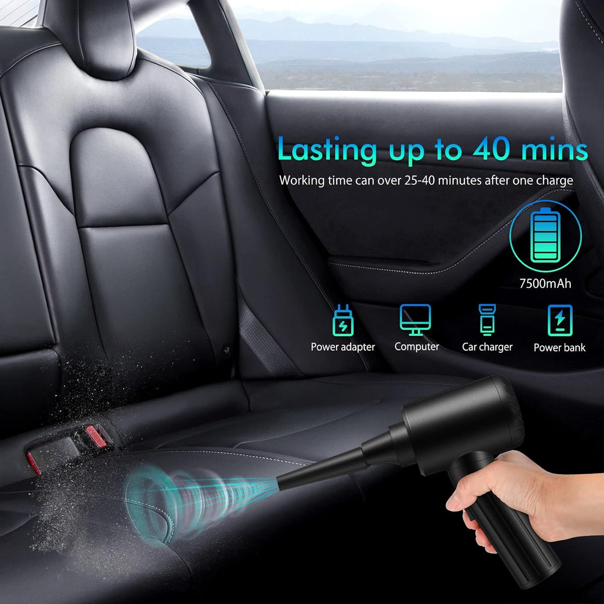 Cordless Electric Air Duster, 90000 RPM Rechargeable 7500mAh F9162