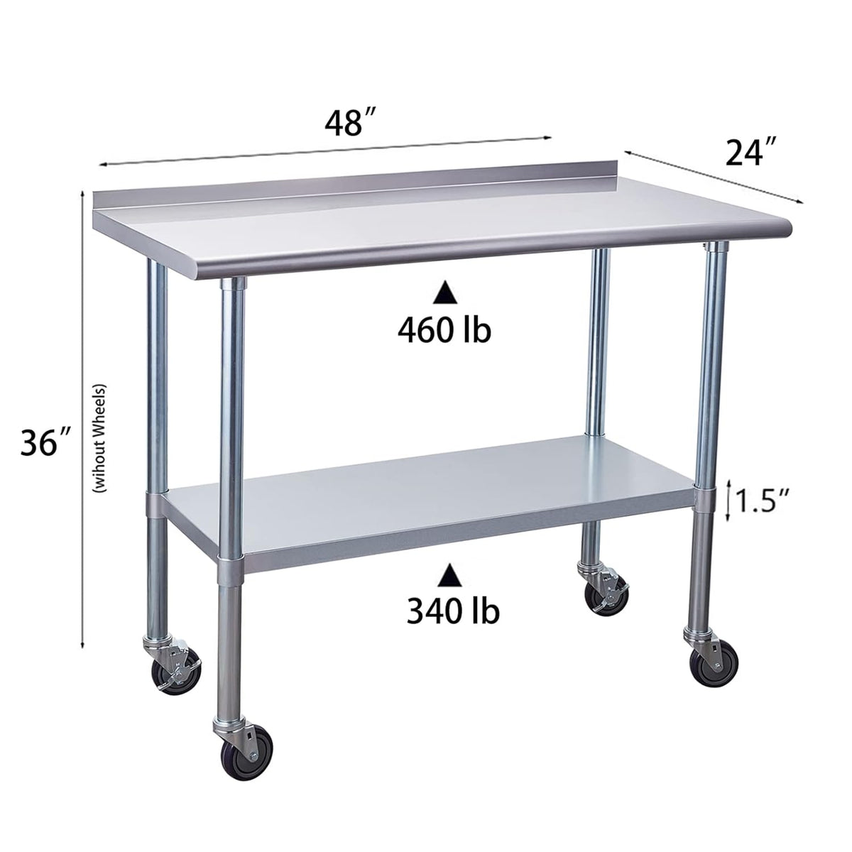 Stainless Steel Table with Caster Wheels T250