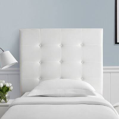 White Velvet Tufted Twin Upholstered Headboard K629