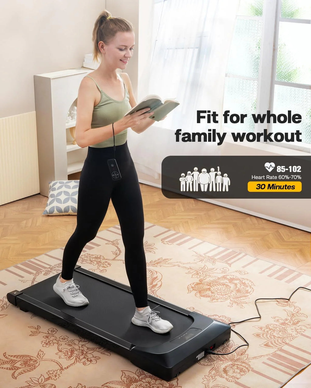 2.5HP Slim Under Desk Treadmill with Remote Control X627990