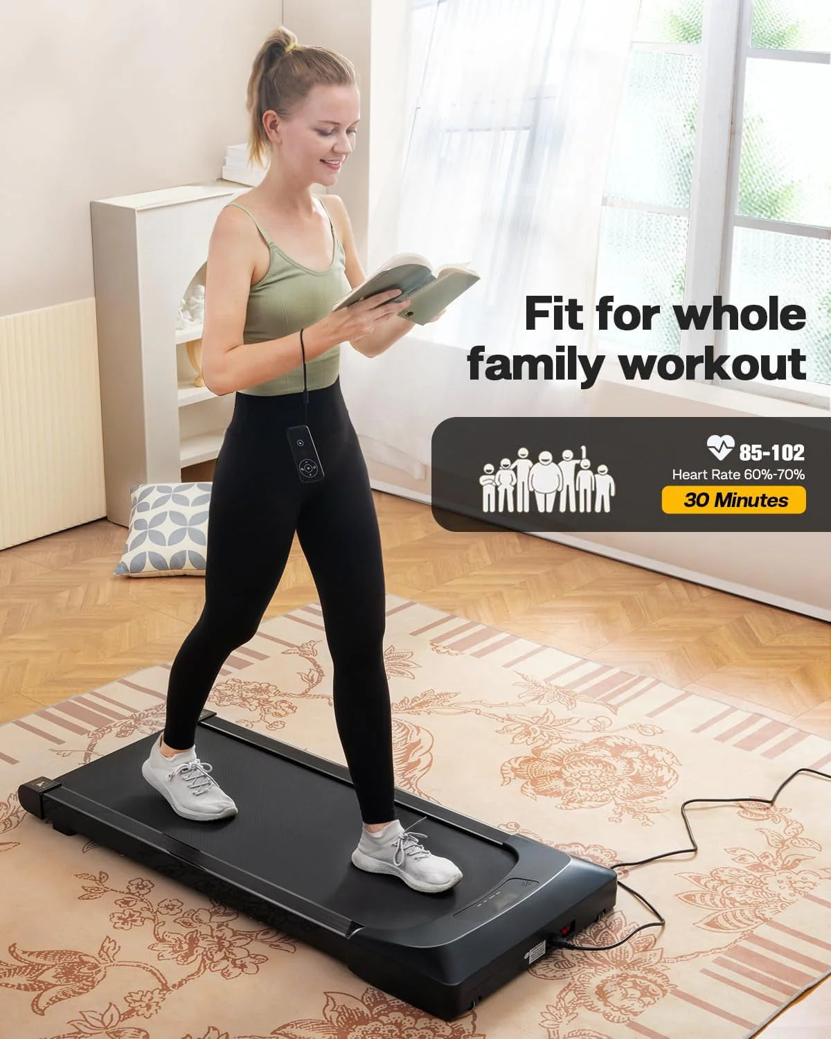 2.5HP Slim Under Desk Treadmill with Remote Control X627990