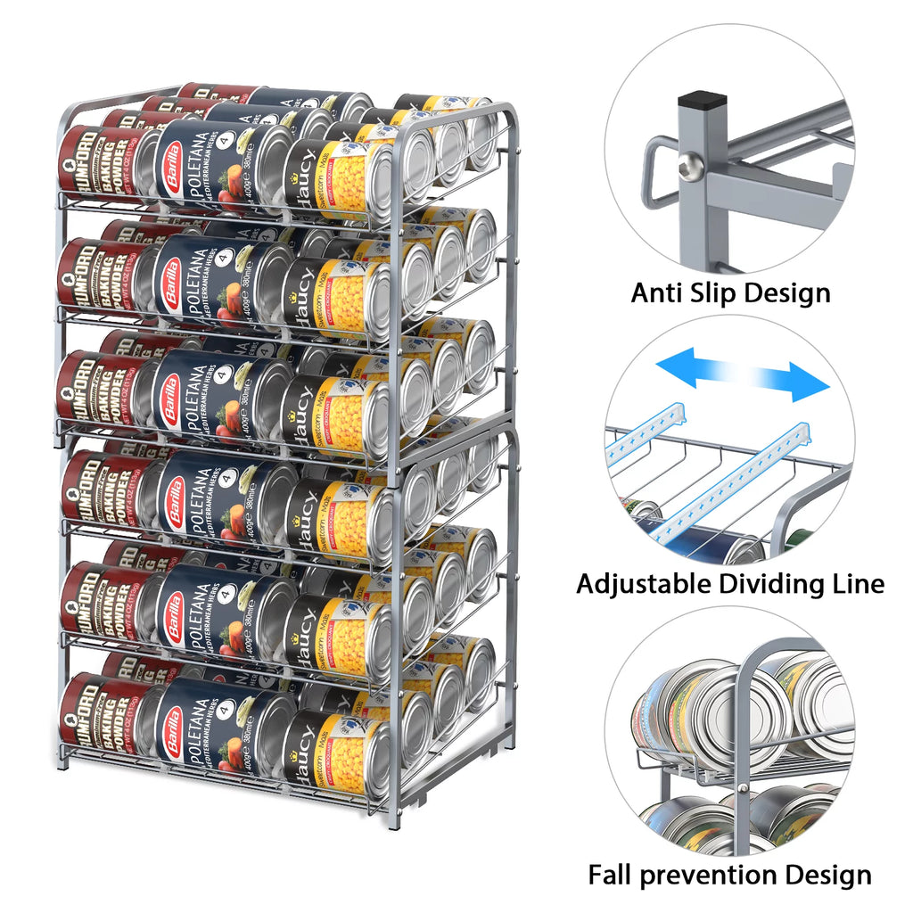 2 Pack 3-Tier Stackable Can Rack Organizer Storage Holder, Silver C5628
