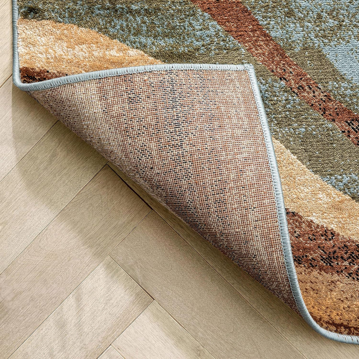 Blue Brown Geometric Area Rug 9x13 D45898