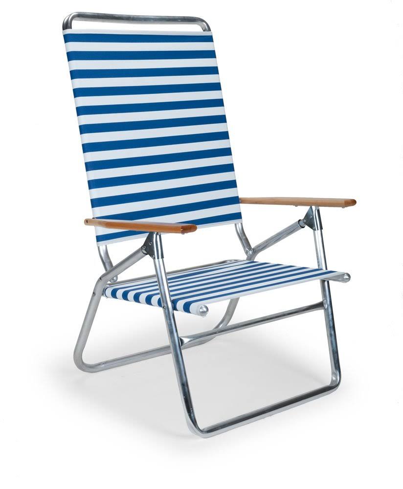 Folding Beach Arm Chair Blue White Stripe S51223