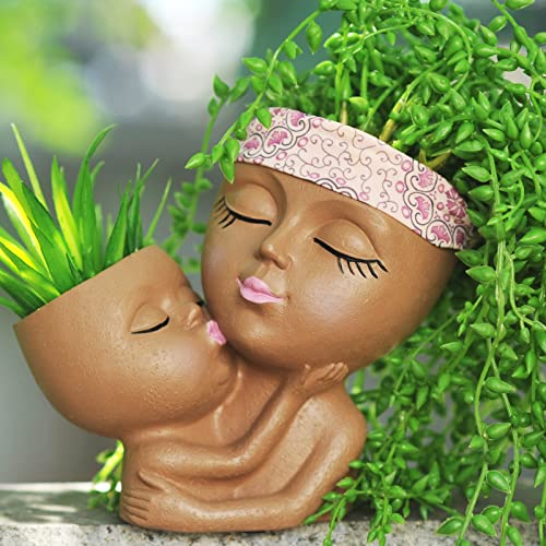 Black Head Resin Flower Pot F31333
