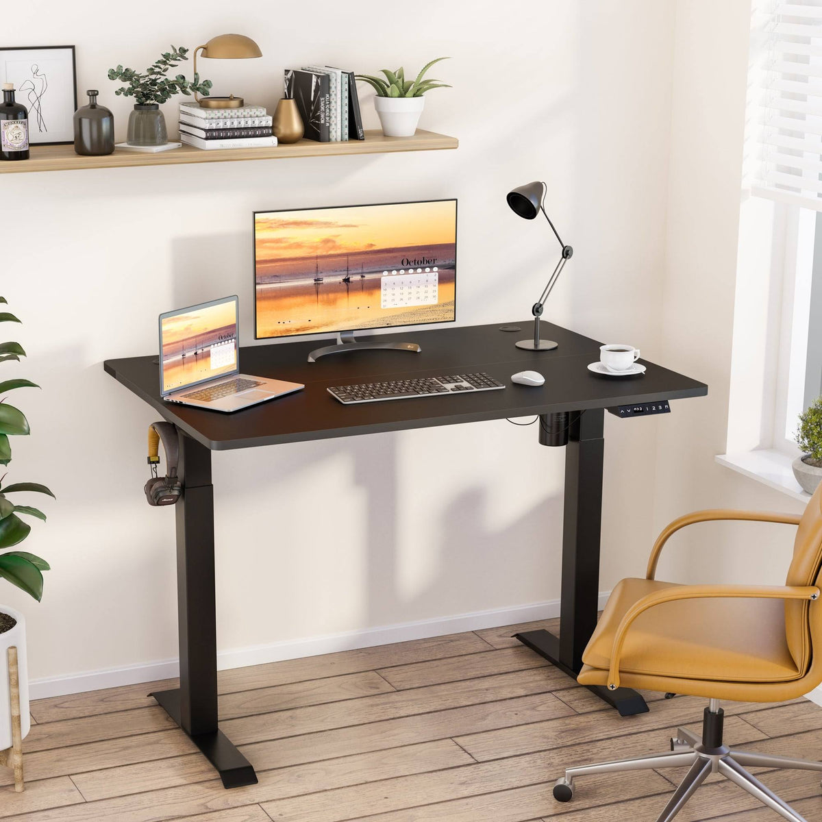 Black Height Adjustable Electric Standing Desk with Splice Board Z278903