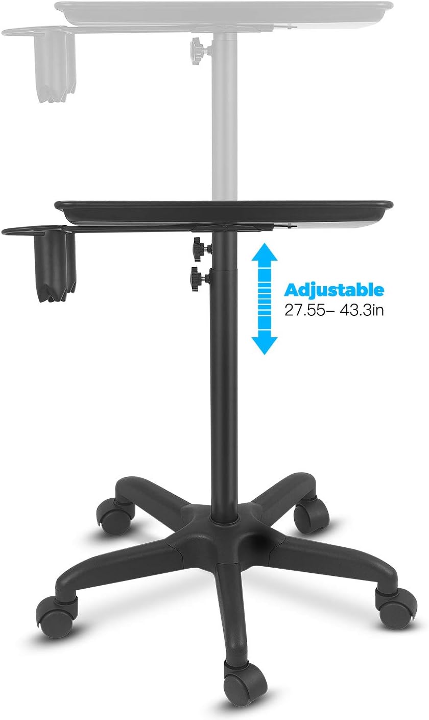 Black Height Adjustable Aluminum Salon Tray Cart U17591