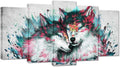 5 Pieces Black and White Wolf Canvas Wall Art S679879