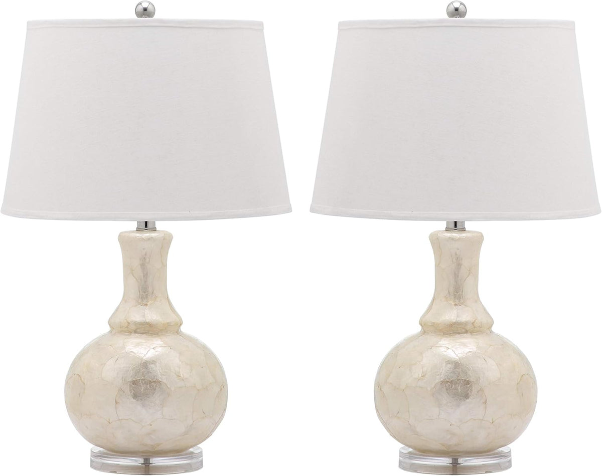 White Capiz Shell Table Lamp Set of 2 L1473