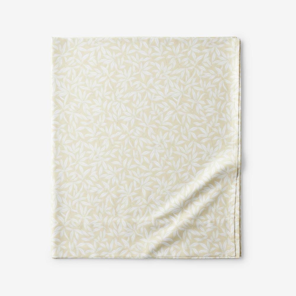Pale Yellow Botanical Sateen King Flat Sheet P853007