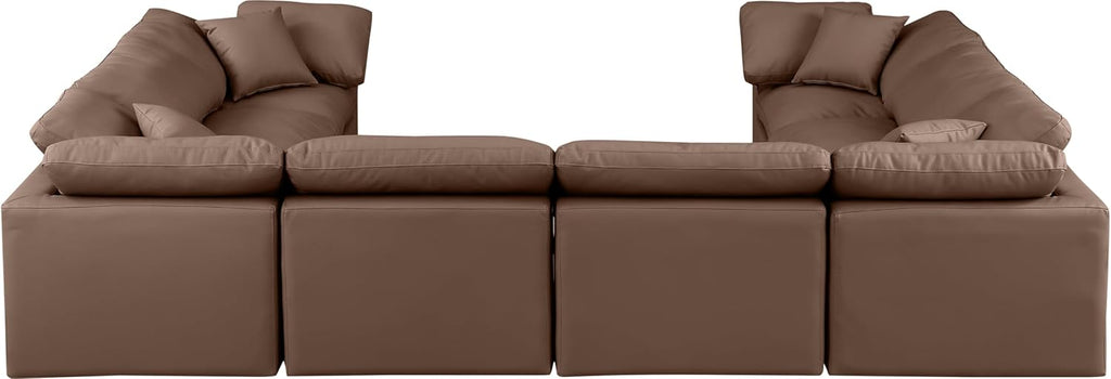 Brown Vegan Leather Sectional E49041