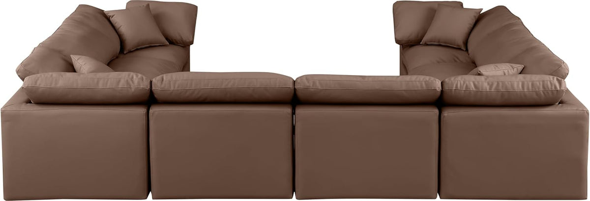 Brown Vegan Leather Sectional E49041