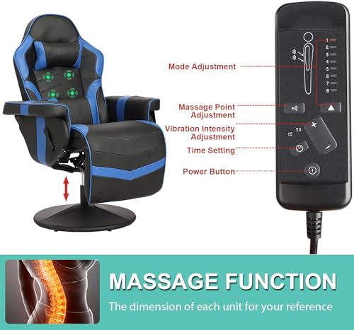 Reclining Gaming Chair with Footrest and Massage K46682