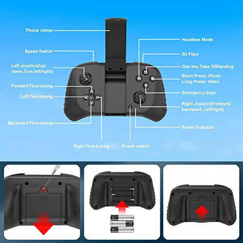 Mini Drone with Camera 1080P HD FPV 90° Adjustable Lens 2 Batteries Y5232