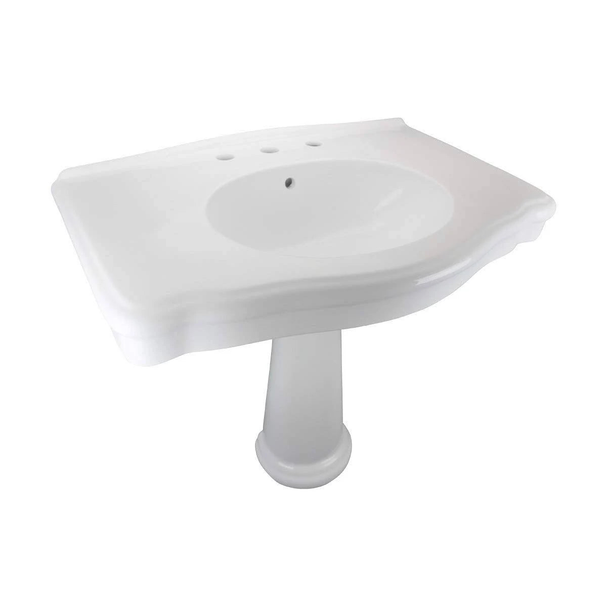White China Pedestal Sink with Overflow A758605
