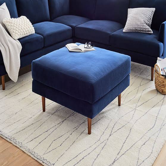 Distressed Velvet Ottoman A27961