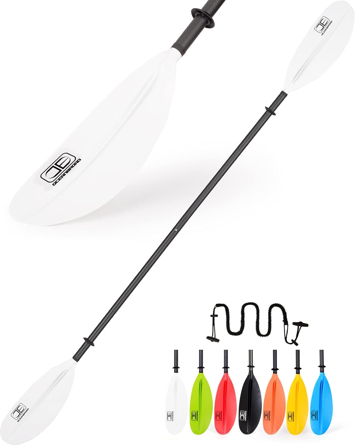 Carbon Shaft Kayak Paddle with Leash, Pack of 2 B7693