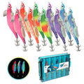 10pcs Fishing Luminous Shrimp Lure Hard Artificial Bait Wood with Squid Hooks Q84238