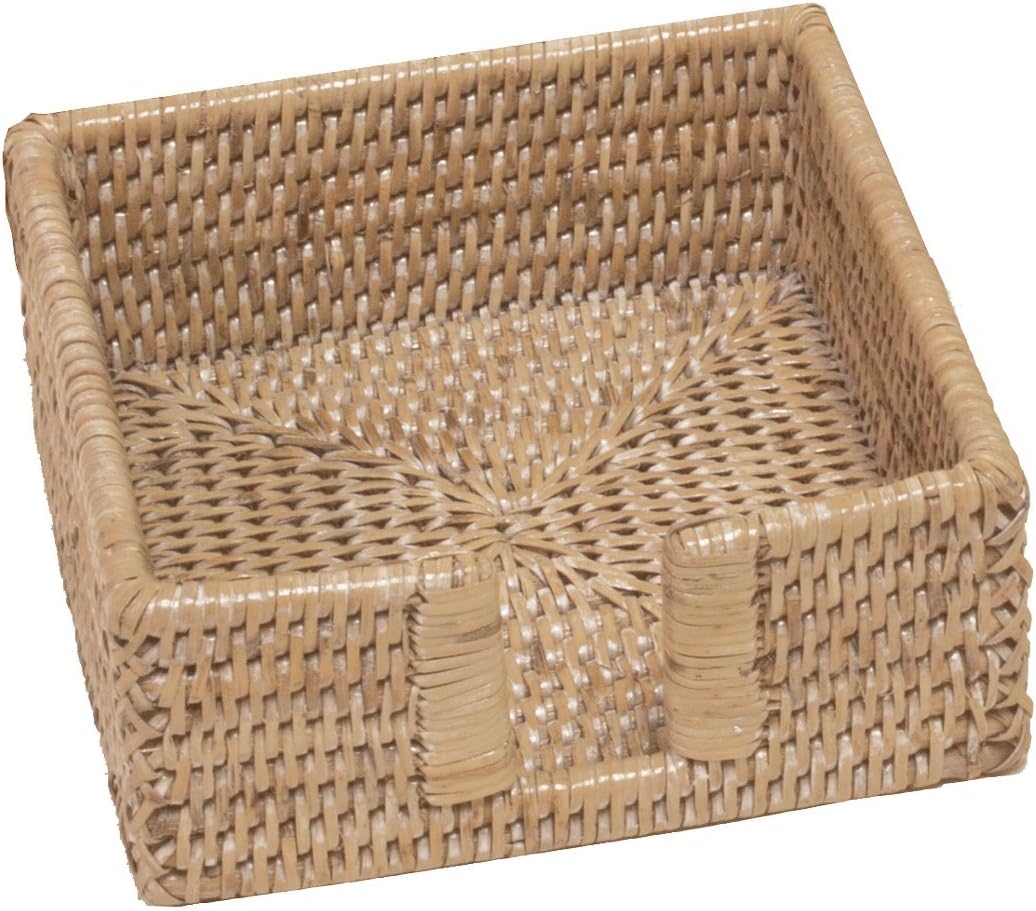 White Natural Rattan Luncheon Napkin Holder, Pack of 2 I372