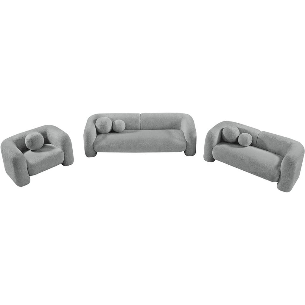 Grey Boucle Fabric Loveseat L80861