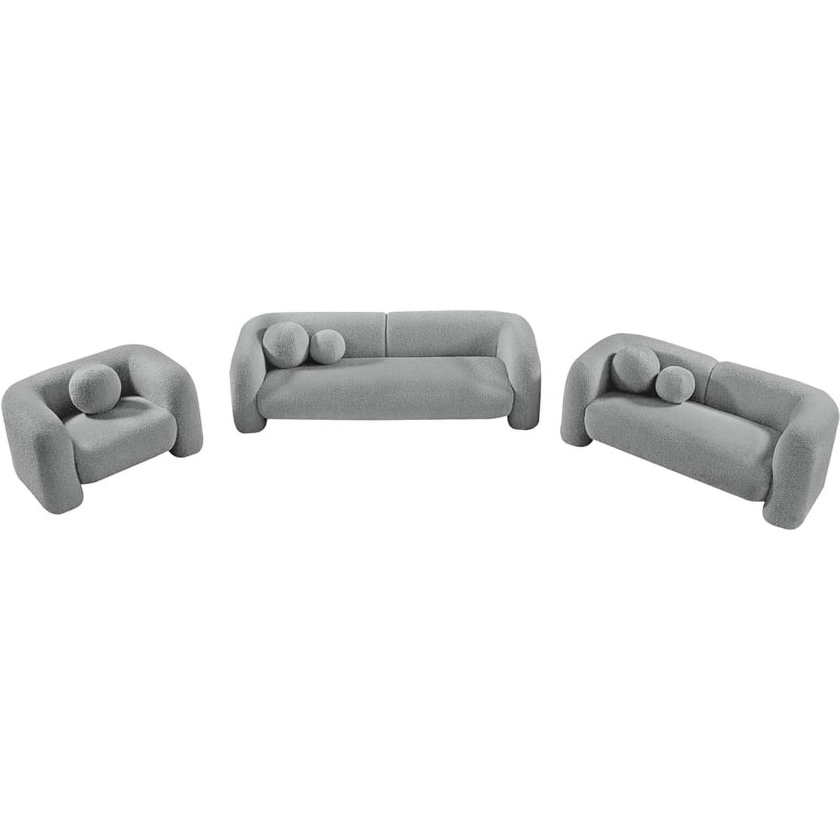Grey Boucle Fabric Loveseat L80861