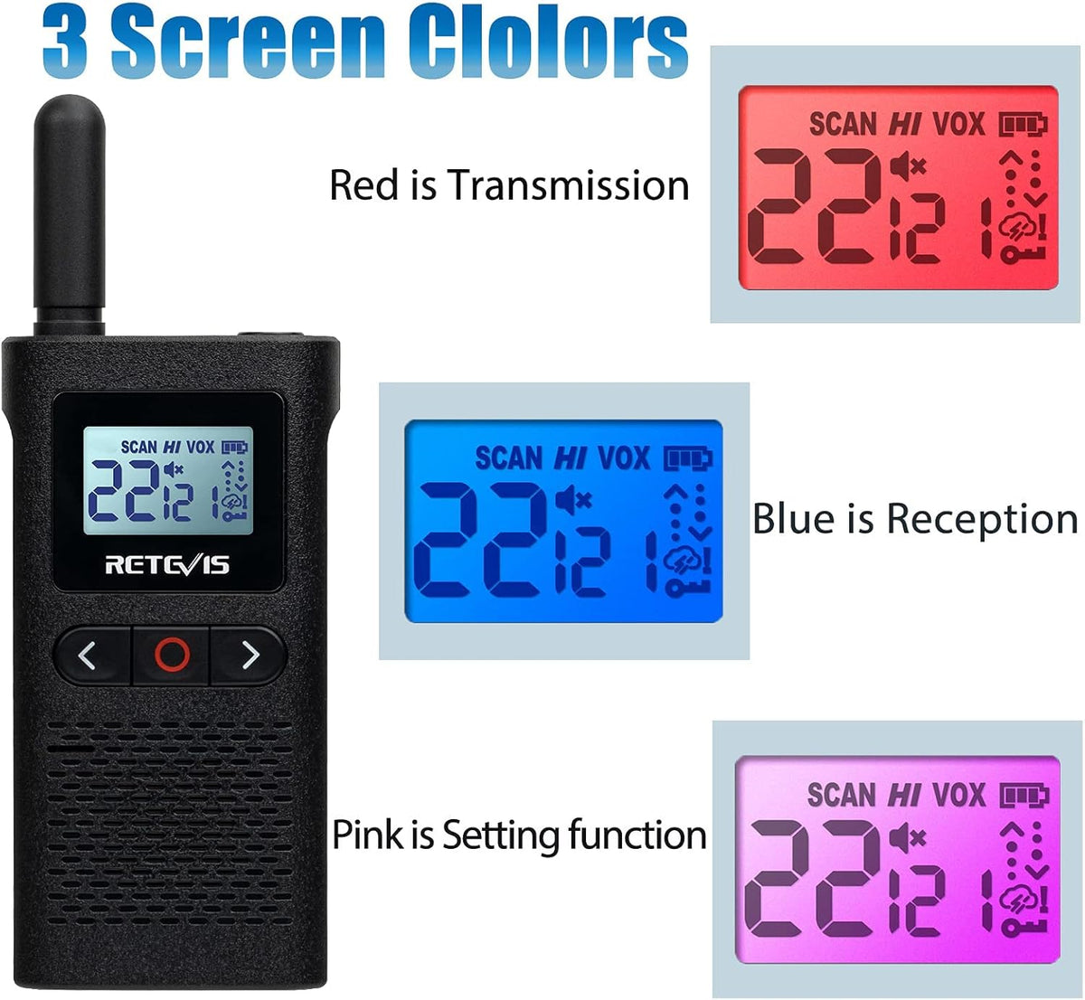 4 Pack Rechargeable Two Way Radio with Screen O7310